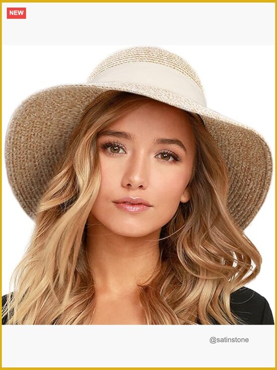 Women\'s UPF 50+ Foldable Beach Straw Sun Hat with Chin Strap main image 7